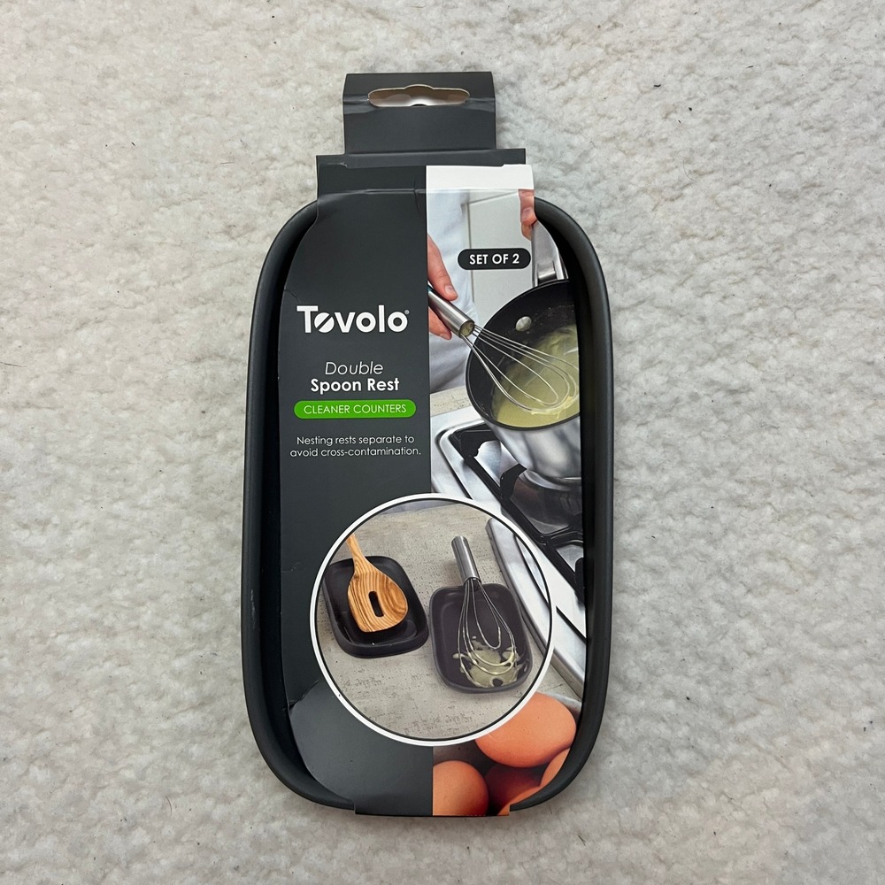 Tovolo Double Spoon Rest‎ Charcoal Grey Set of 2 Magnetic Nesting Kitchen Tool
